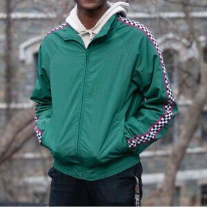 unisex urban outfitters green checkered windbreaker jacket